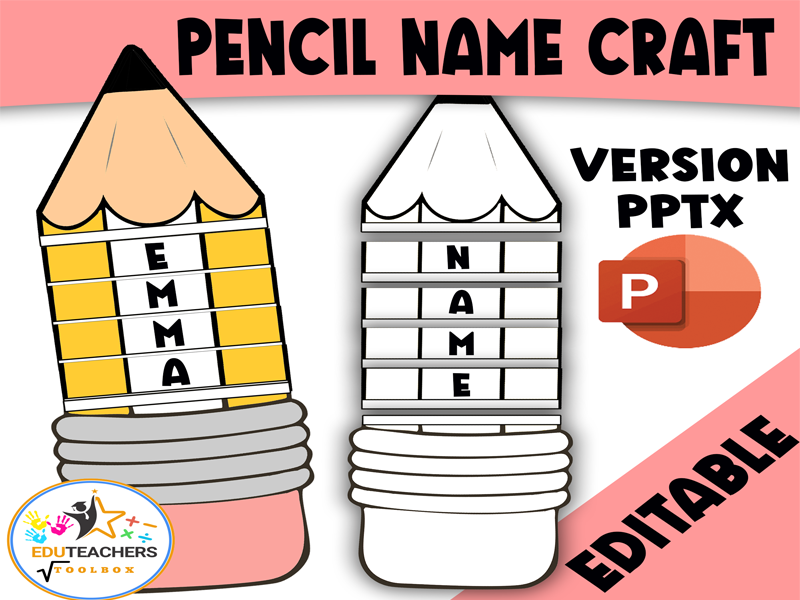 Editable Pencil Name Craft|Two Versions Included (Editable &Ready-made Template)