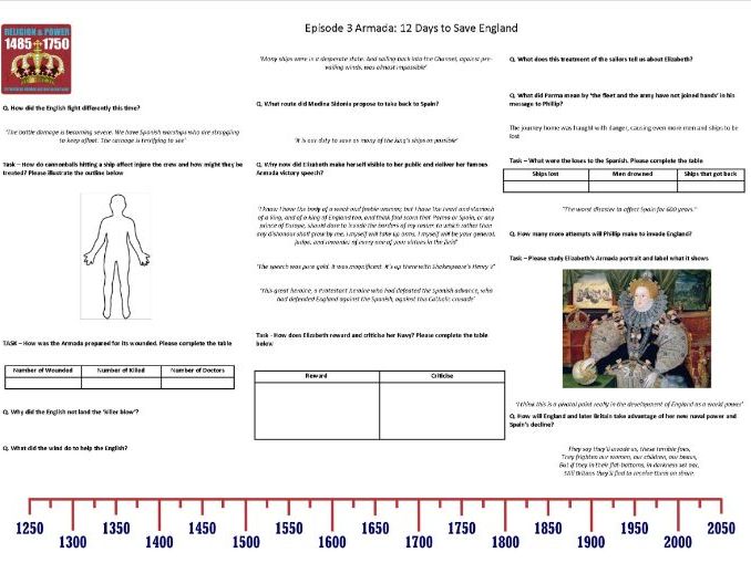 BBC - Armada: 12 Days to Save England - Episode 3 - Worksheet to support the BBC Documentary