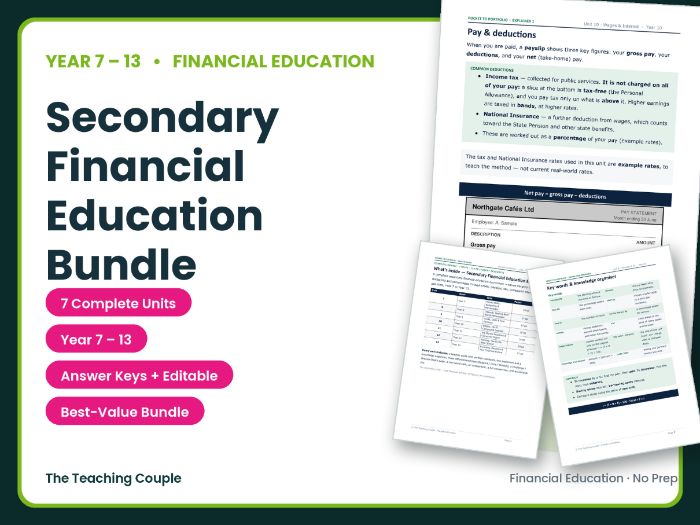Secondary Financial Education Bundle | Years 7-13 | KS3 KS4 & Sixth Form