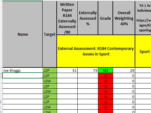 OCR Cambridge National Sports Studies J829 Automatic Tracker