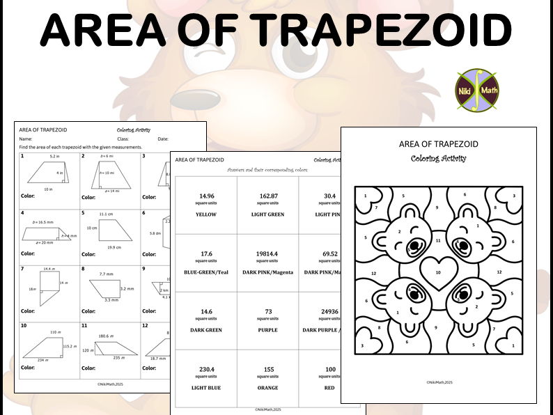 Geometry Grades 5-7: Area of Trapezoid - Coloring Activity/Color by Code