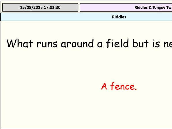 Riddles and Tongue Twisters - Tutor time