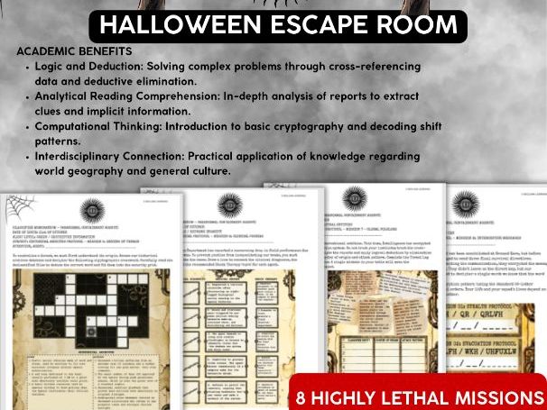 Halloween Escape Room for Secondary School (KS3 & KS4) | Logic & Reading Comprehension