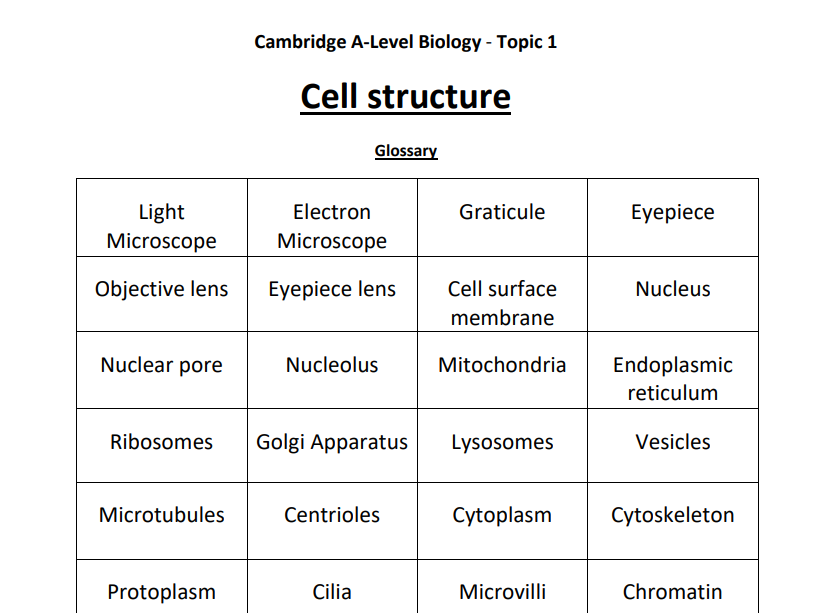 Full A-Level Topic Booklets - Key Words
