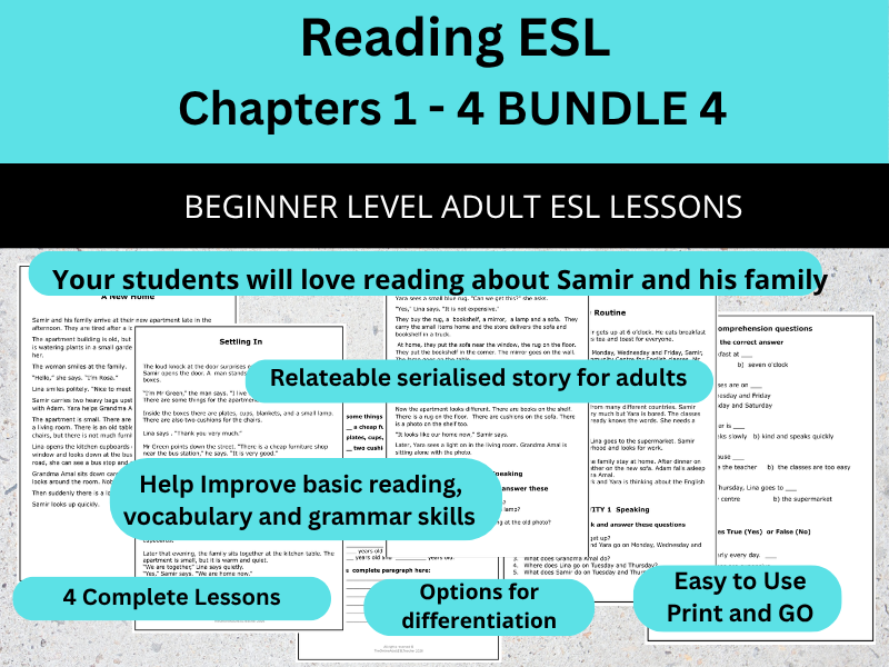 Adult ESL/ELL Beginners - Reading and Langauge Lessons BUNDLE
