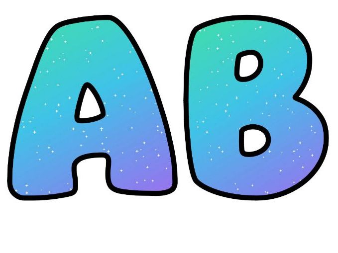Aurora Gradient Bubble Letters | Patterned Bulletin Board Letters | Printable Alphabet A-Z and 0-9