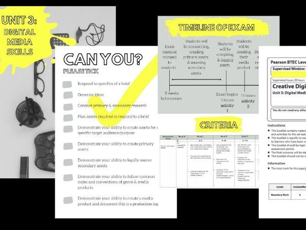 Pearson BTEC Level 3 Nationals- Creative Digital Media Production- Unit 3: Digital Media Skills Exam