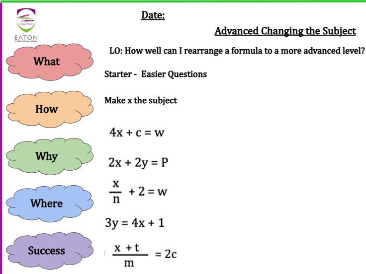 Advanced Changing the Subject / Rearranging a Formula