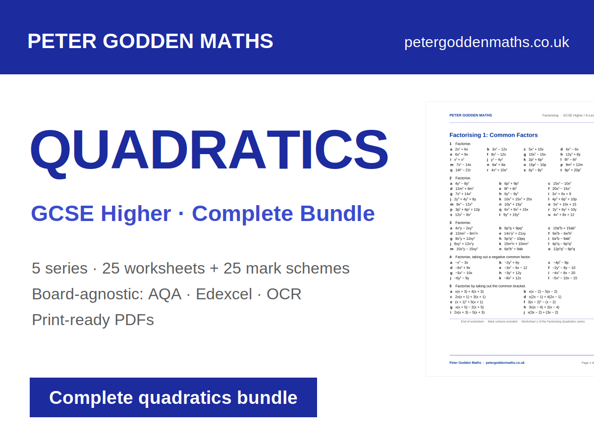 GCSE Higher Quadratics | Complete Bundle