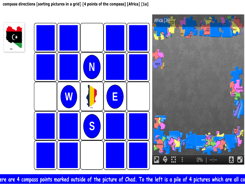 compass directions [sorting pictures in a grid] [4 points of the compass] [Africa] [1a]