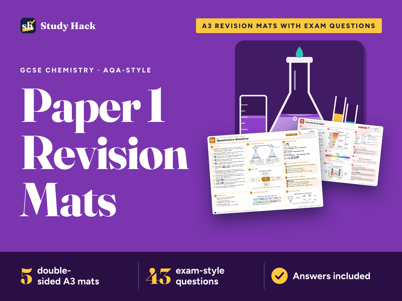 GCSE Chemistry Paper 1 Revision Mats: 5 A3 mats, exam questions and answers (AQA-style)
