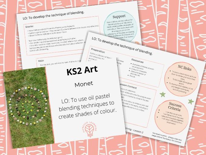 KS2 Art Outdoor Lesson - Monet - Oil pastel blending techniques