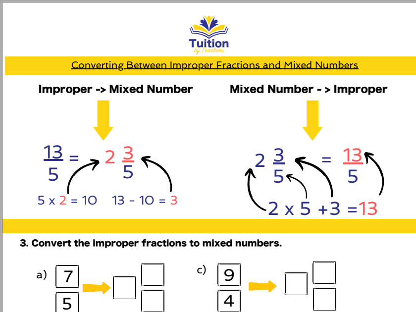 13. 11+ Maths - Mixed & Improper Fraction Conversions