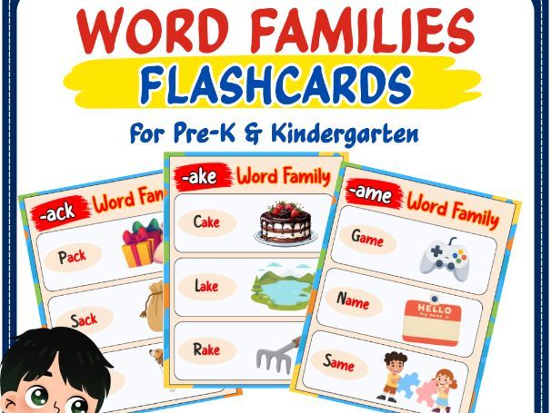 Word Families Flashcards | CVC Phonics & Rhyming Words | KS1 English