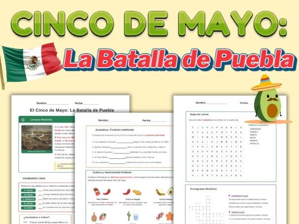 Cinco de Mayo Spanish Reading & Grammar | Batalla de Puebla (KS3/KS4 - A2)