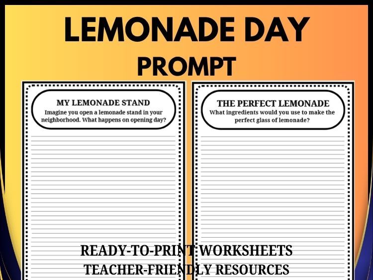 National Lemonade Day Writing Prompts | Grades 2–8 | 30 Creative Prompts