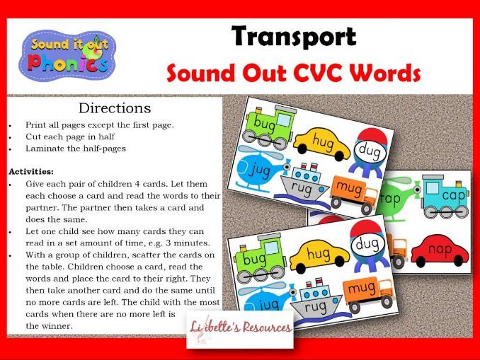 Transport CVC Words pack - fun sounding out practice!