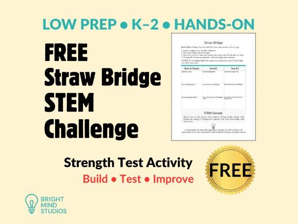 FREE Primary Straw Bridge STEM Challenge