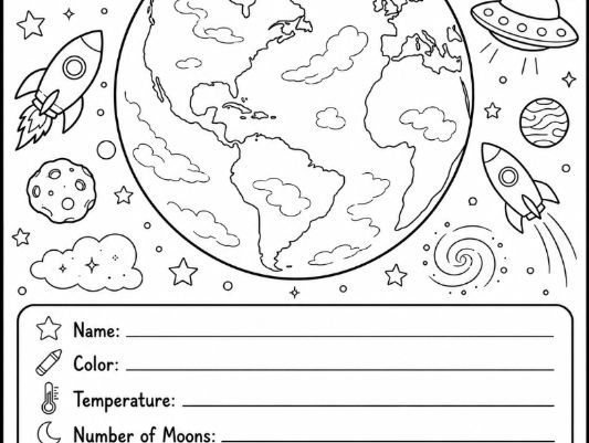 Planet Earth Colouring Worksheet- Solar System