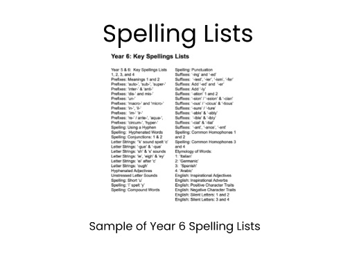 A4 Year 6 English SAT's Spelling List - KS2