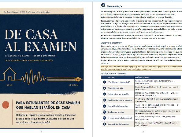De Casa al Examen: AQA GCSE Spanish Workbook for Bilingual and Heritage Speakers
