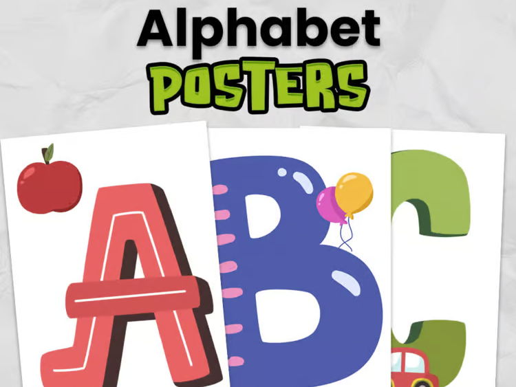 A3 Alphabet Posters | Classroom Display | EYFS & KS1 Alphabet Wall Cards | Printable PDF