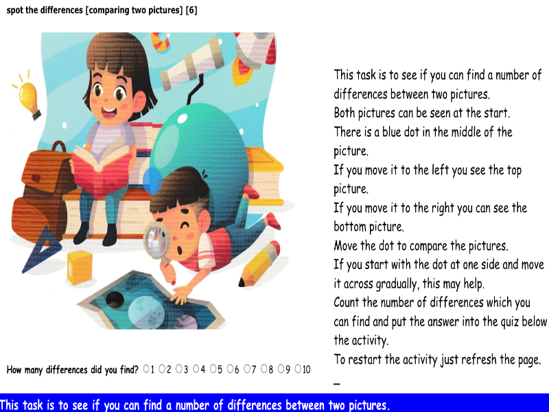spot the differences [comparing two pictures] [6]