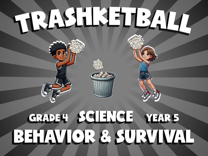 Behavior & Survival TRASHKETBALL Science Game | No-Prep Year 5 Review Activity