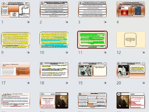 Debates on Motives for Marshall Aid and blame for Cold War