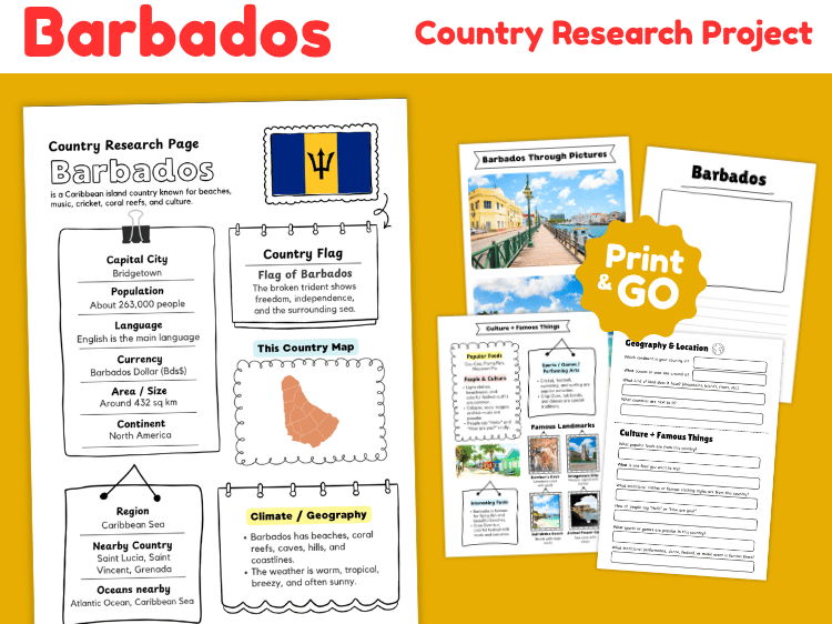 Barbados Country Research Project | Geography & Culture Worksheets