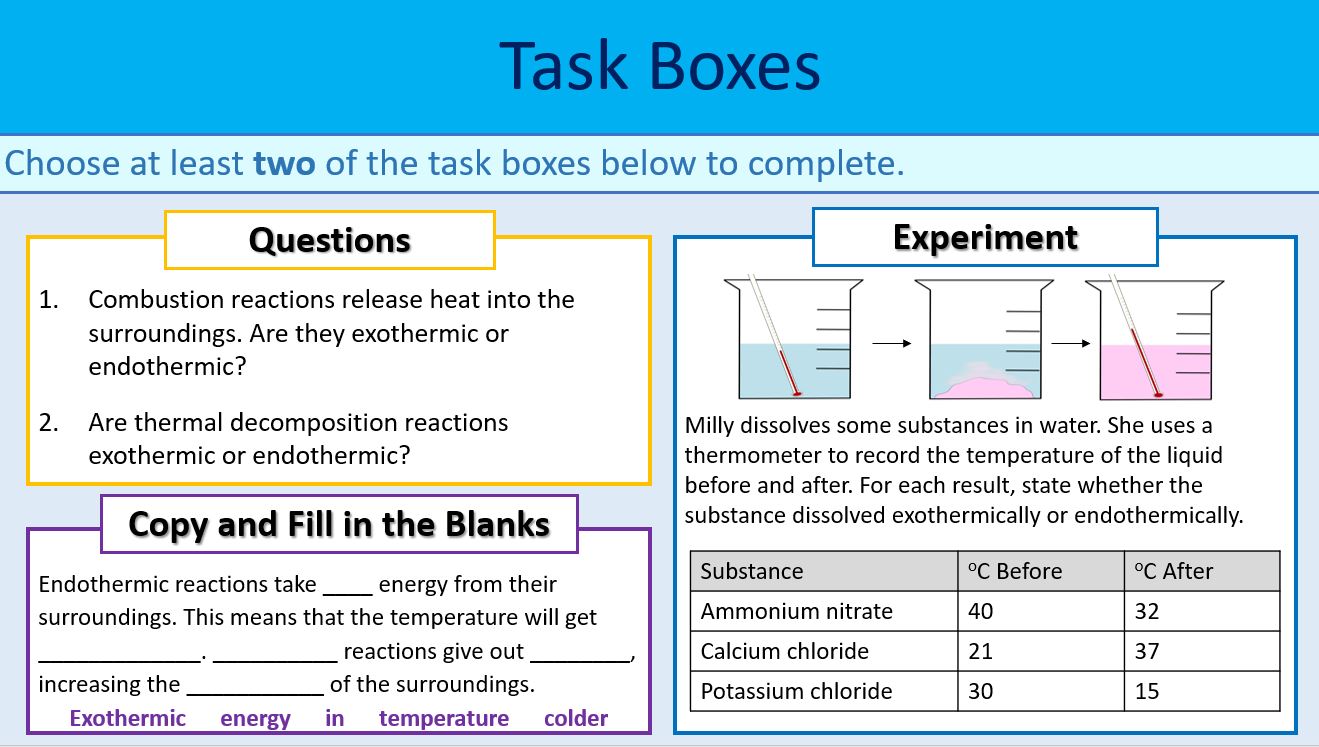 KS3 Year 7 Exothermic and Endothermic Reactions Teaching Resources