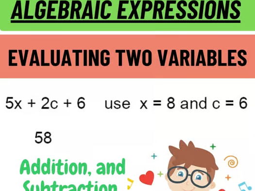 Evaluating Algebraic Expressions Worksheets Two Variables - Pre-Algebra