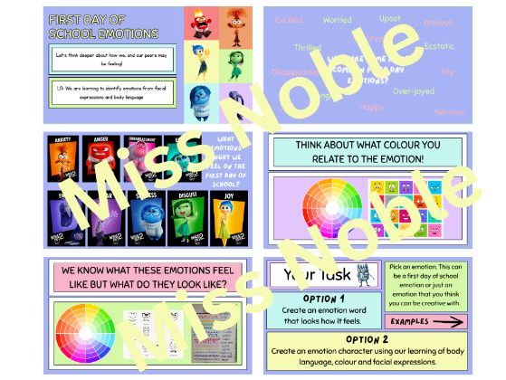 First Day of School Emotions linking to Inside Out