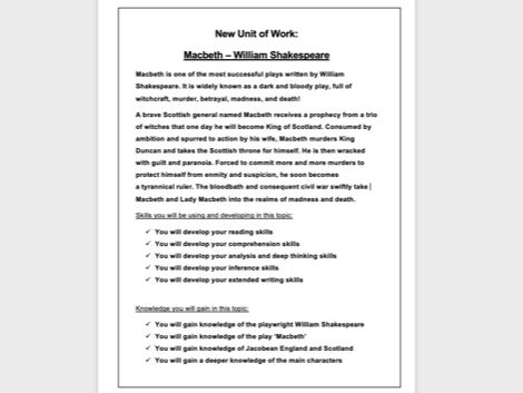 Unit Front Cover - Macbeth