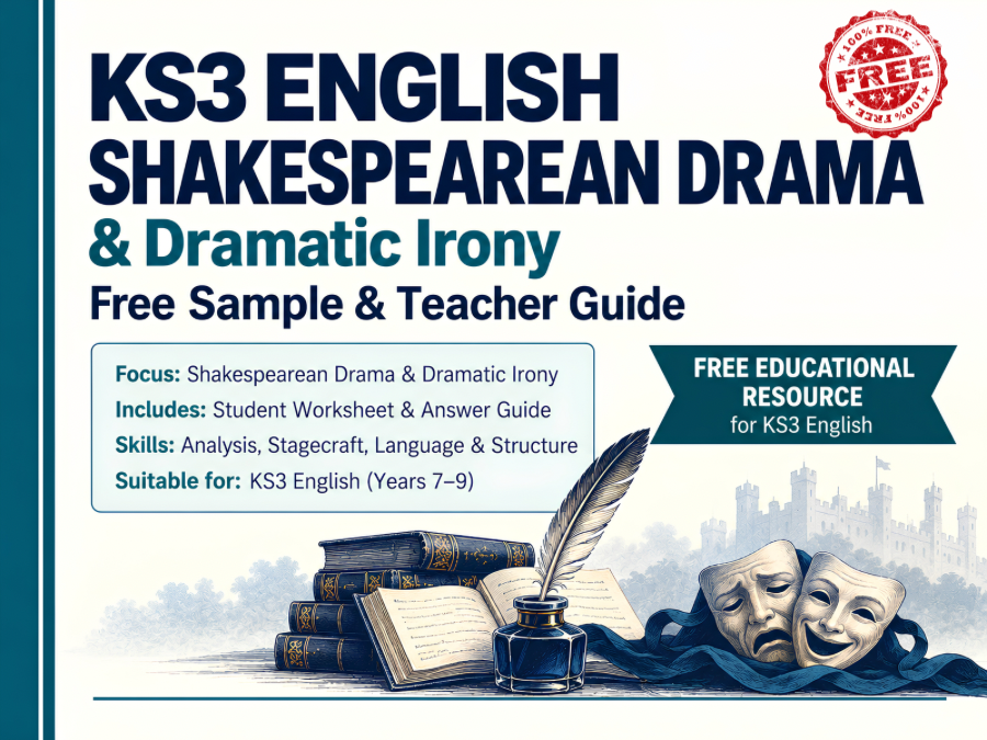 [Free Sample] KS3 English: Shakespearean Drama & Dramatic Irony – Worksheet & Teacher Guide