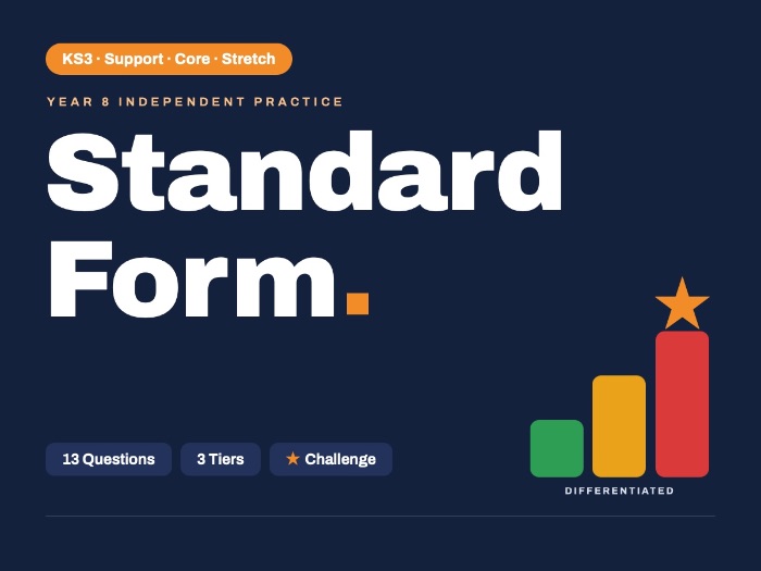 Year 8 Maths | Standard Form | Practice Worksheet