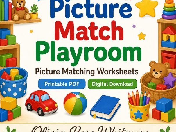 Picture Match Playroom | Picture Matching Worksheets | Printable PDF | Digital Download