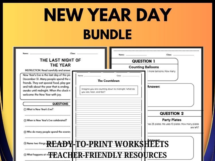 New Year's Eve Bundle | Reading Comprehension, Writing & Math Grades 2–8
