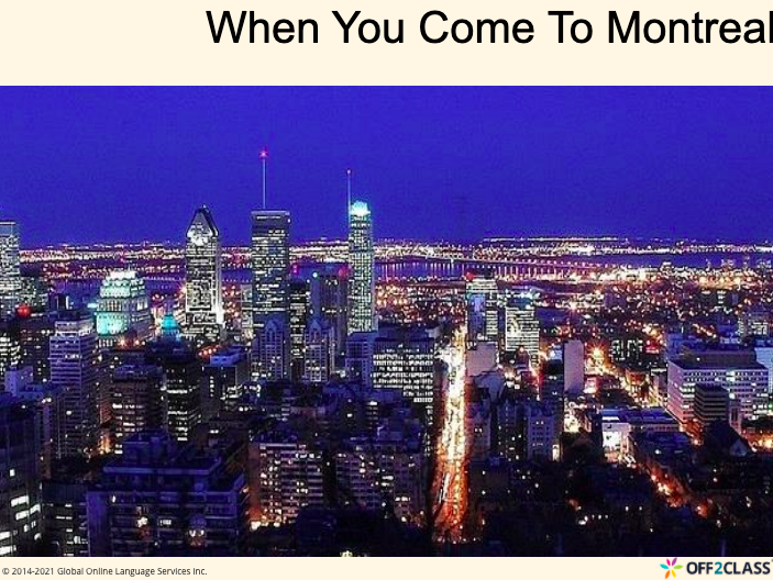 Reading When You Come to Montreal ESL Lesson Plan Teaching Resources