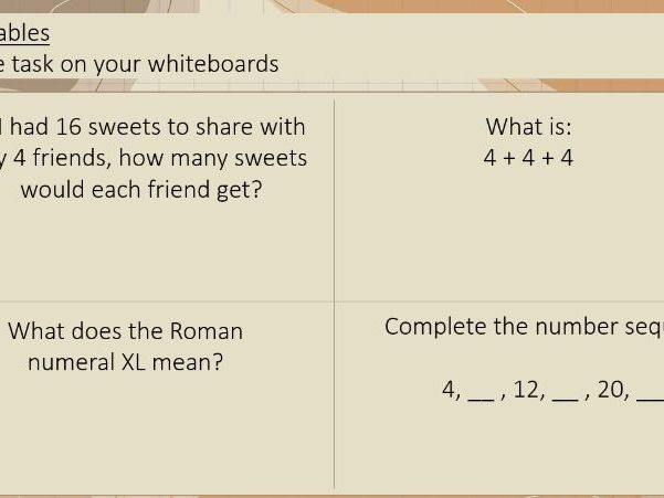 4 times tables lesson