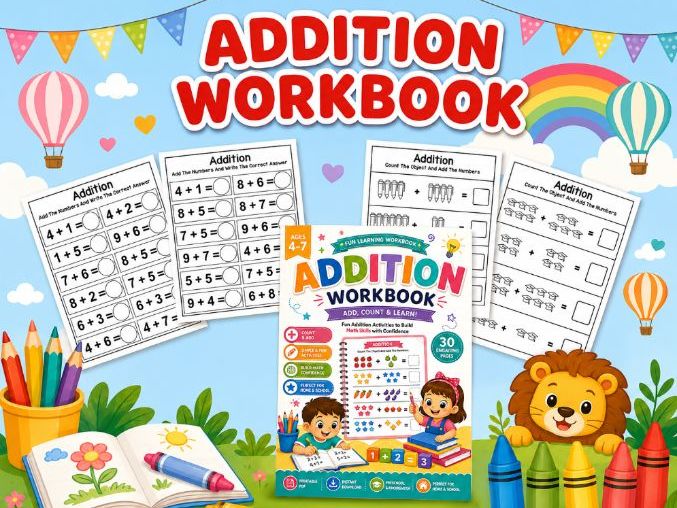 Addition Workbook. Count, Learn, and Practice. Math for Early Learners.