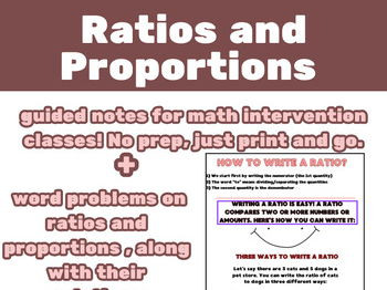 Ratios and Proportions Anchor Chart & Word Problems Bundle | KS3/GCSE math