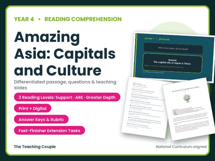 Amazing Asia: Capitals and Culture Reading Comprehension | Year 4 (KS2)