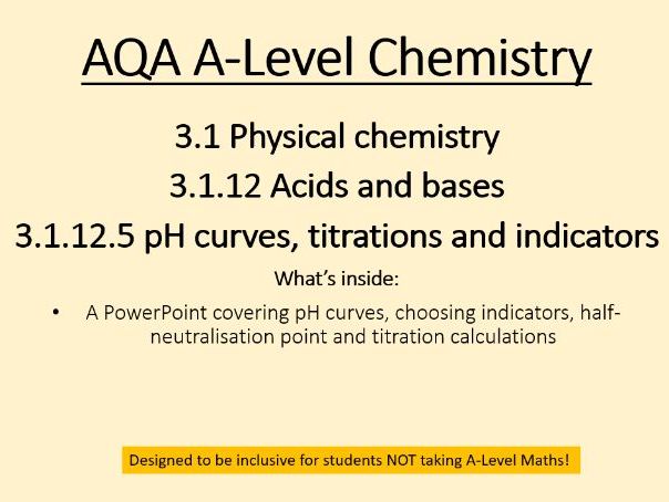 AQA pH curves, titrations and indicators A2 lesson PowerPoint