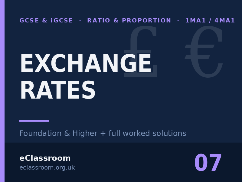 GCSE & iGCSE Exchange Rates worksheet