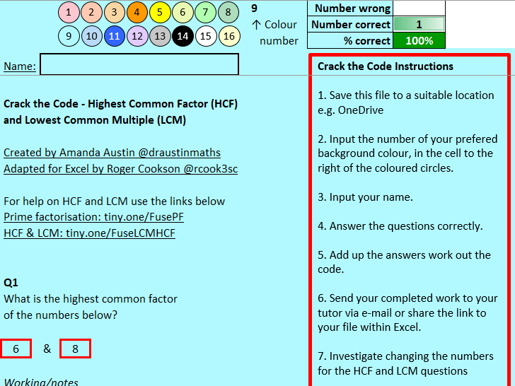 Crack the Code - Interactive HCF and LCM - mobile compatible