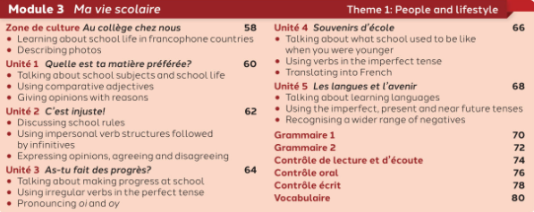 NEW 2026 GCSE French. Higher/ Rouge. Module 3. Ma vie scolaire. Zone de Culture and Units 1-5