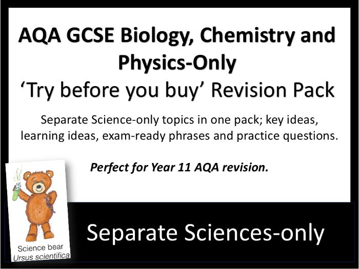 FREE AQA GCSE Separate Science-only Revision Sheets