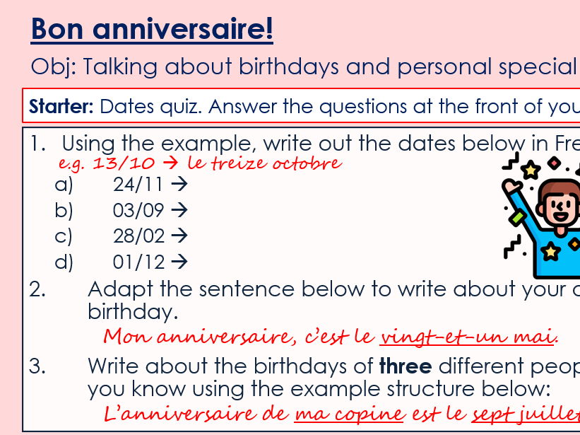 NEW 2026 AQA GCSE French: 5.1F Bon anniversaire!