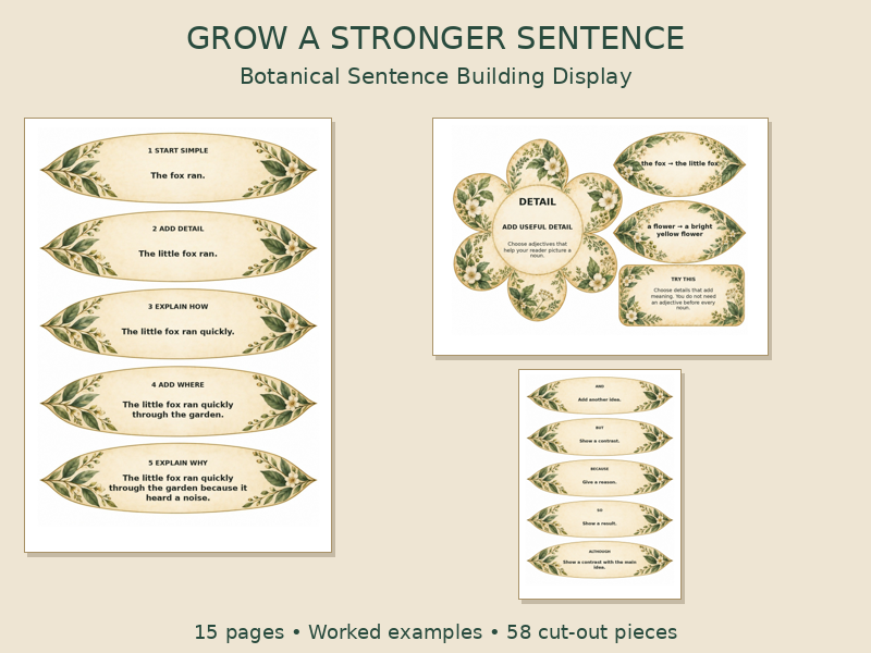 Sentence Building Display | Botanical Sentence Expansion, Starters & Conjunctions